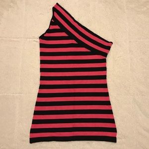 Pink/Black Wet Seal Off the Shoulder Top- Sz Med